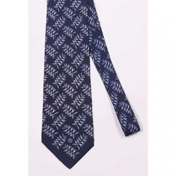 Arnys Paris Berluti Navy Blue Leaves Flowers Silk Handmade Necktie Tie - Picture 3 of 6